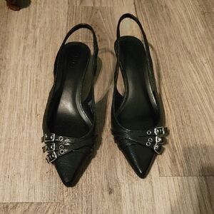INC International Concepts Black Slingback Heels